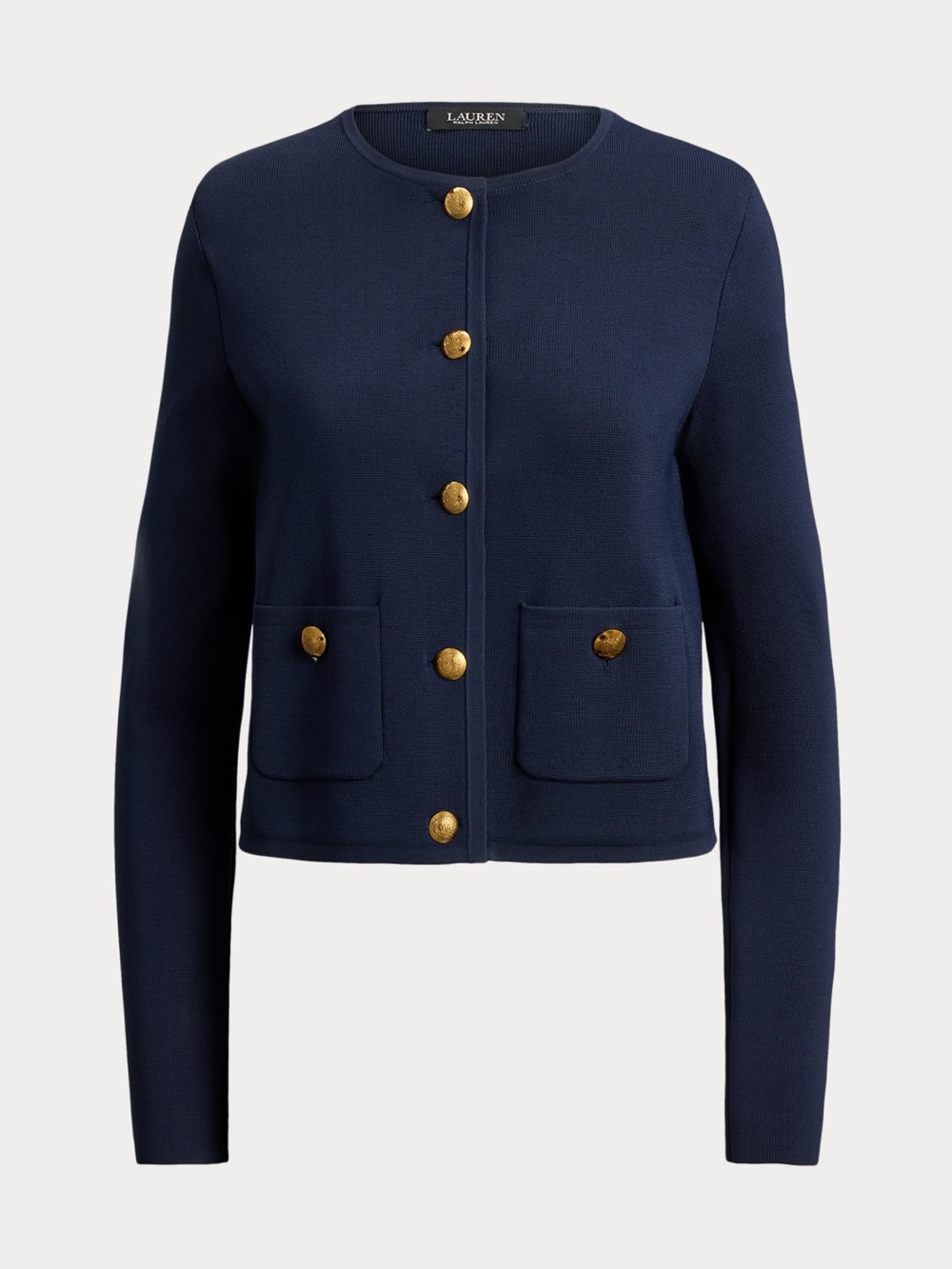 Lauren Ralph Lauren Navy Cropped Crew Neck Sweater Jacket